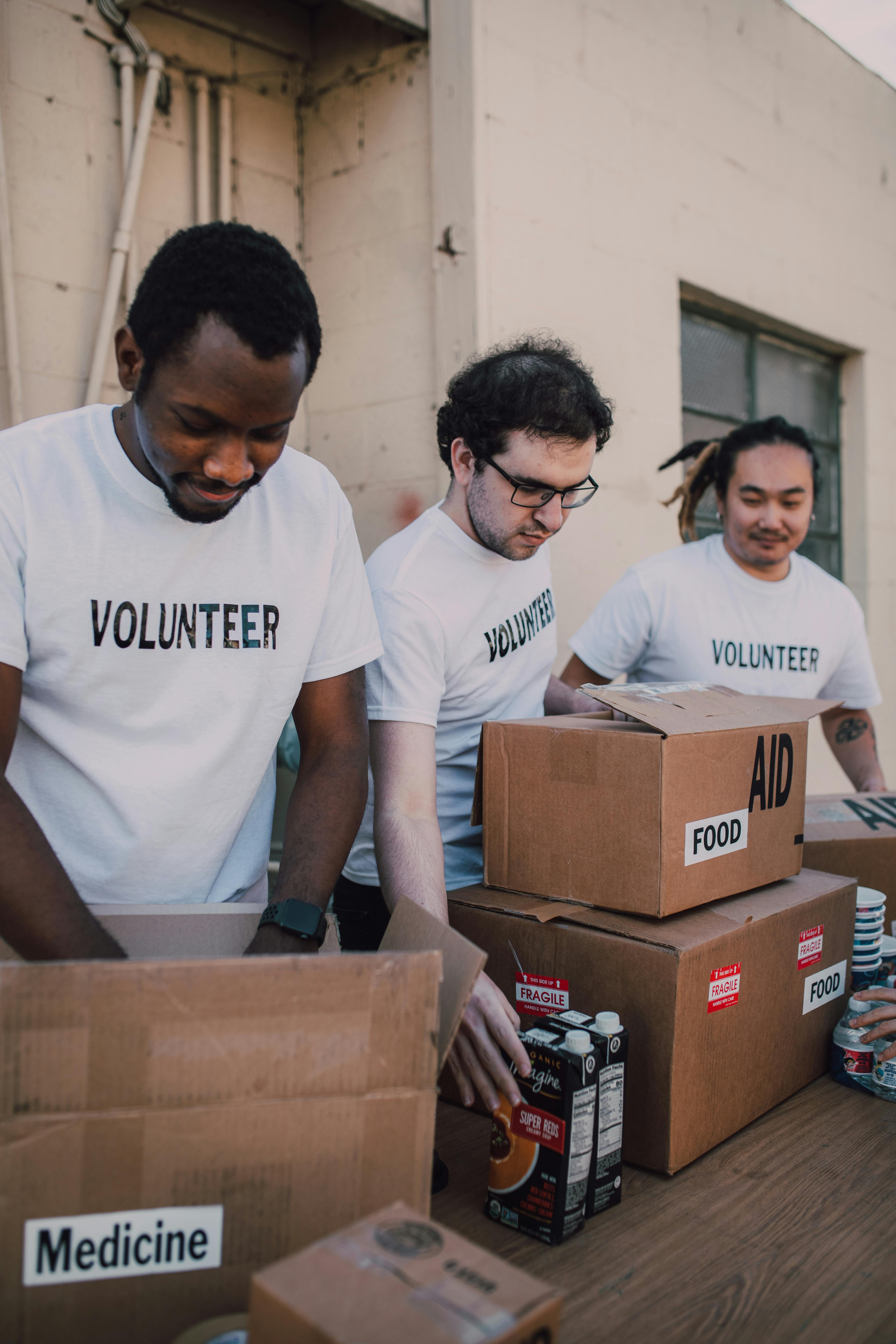Relief volunteers in action